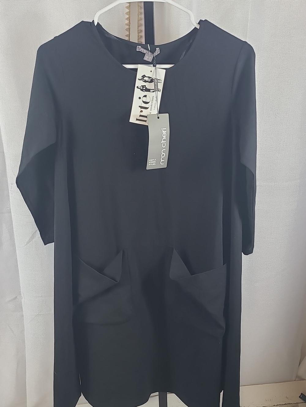 NEW irte  BY MON CHERI Dress In Black Oversized Pockets Size 8